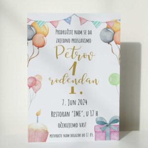 Dečija pozivnica sa belom kovertom 25